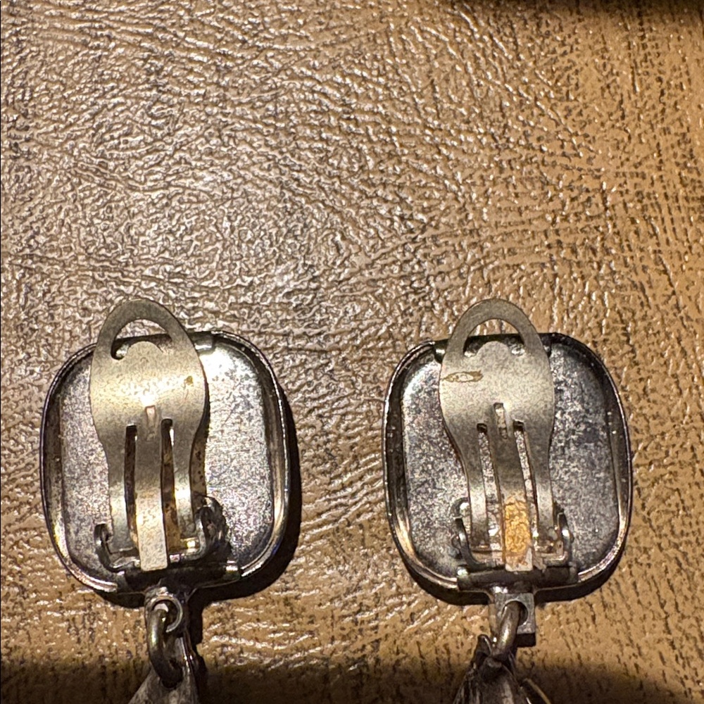 Metal Silver And Red Dangle Statement Earrings - image 4